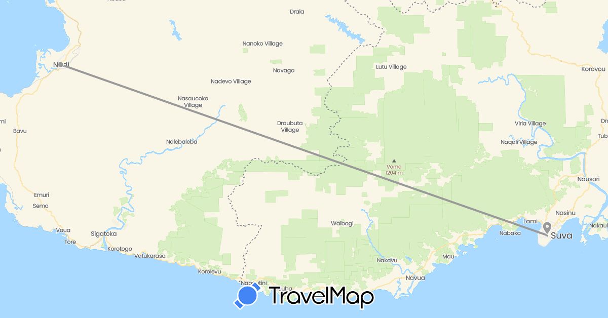 TravelMap itinerary: driving, plane in Fiji (Oceania)